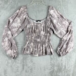 Final Touch Tank‎ Top Small Dusty Mauve Ruched Off The Shoulder Puff Sleeve Boho